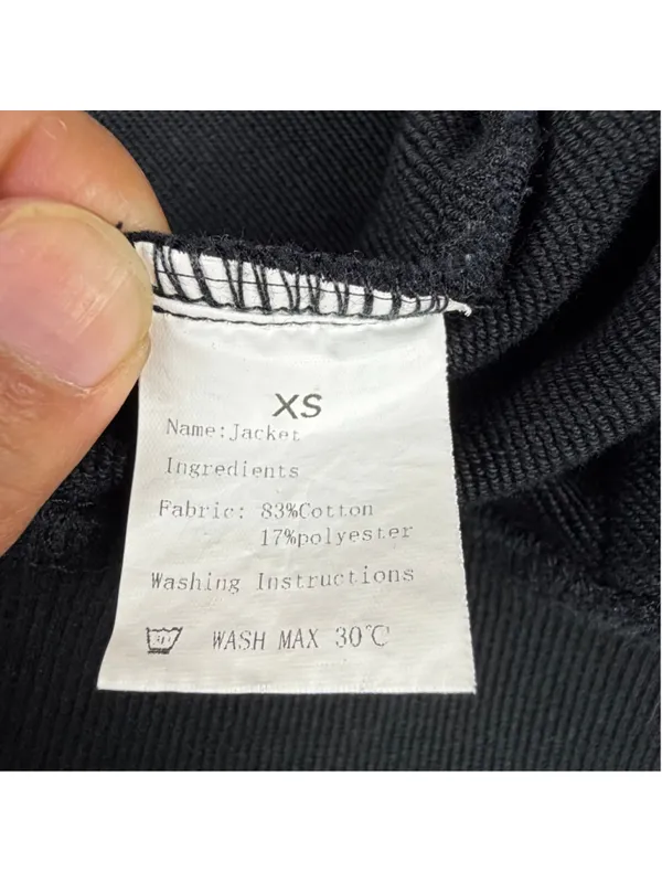 Qinsen Cropped Zip Up Hoodie XS Black Cargo Sleeve Utility Jacket Y2K Streetwear - Image 5
