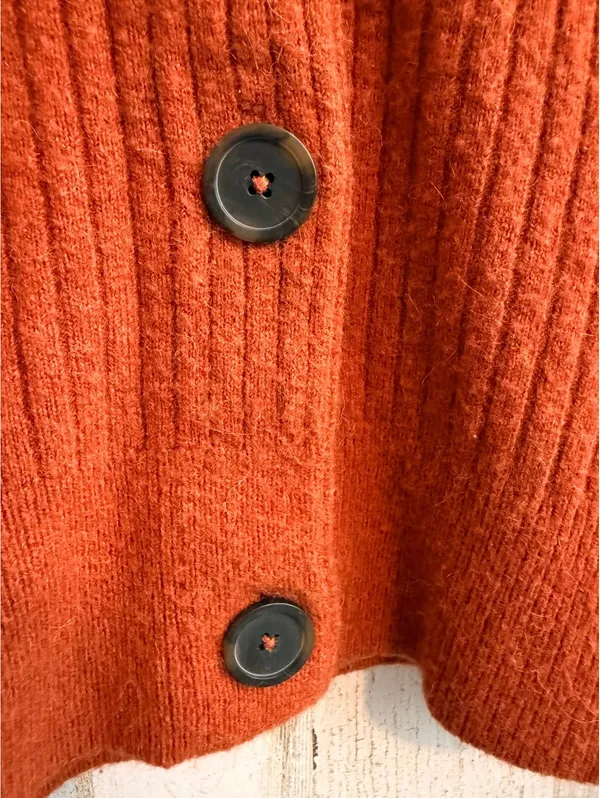 Madewell XS Burnt Orange Merino Wool Alpaca Ribbed Button Cardigan - Image 12