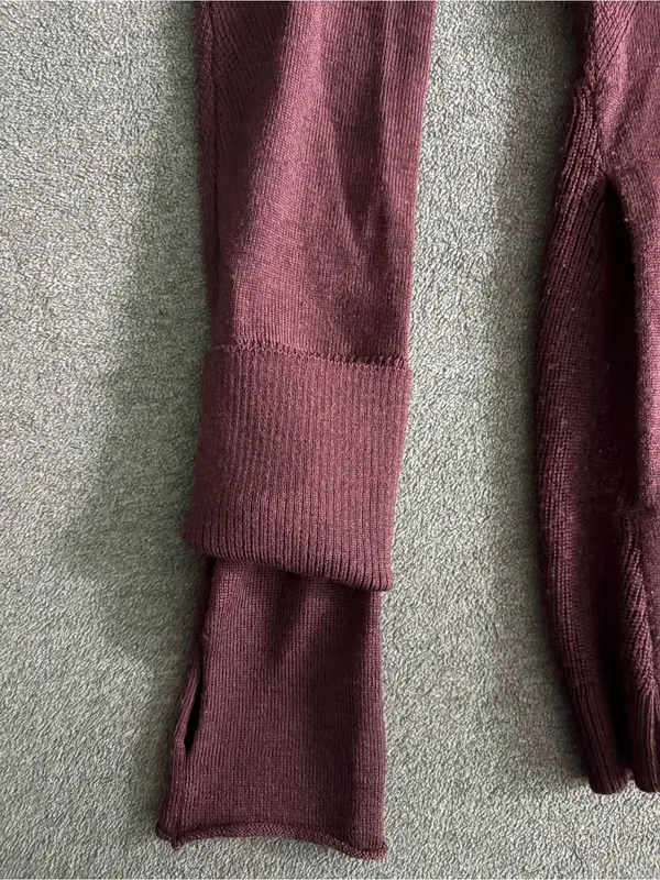 Lululemon Burgundy Wool Full Zip Mock Neck Sweater Jacket Women's - Image 6