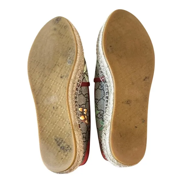 Gucci Tian GG Supreme Espadrille Flats Floral‎ Bird Print 37 - Image 5