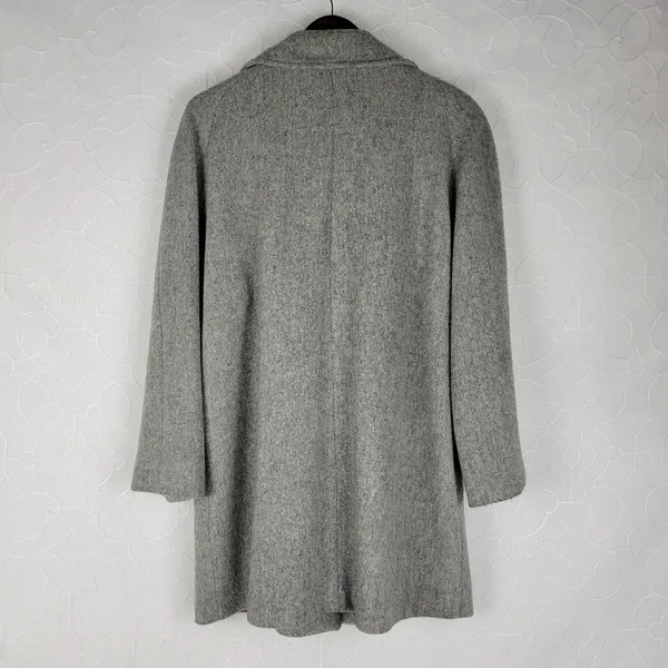 Herman Kay Womens Coat 14 Gray Wool Blend Button Front Lined Overcoat‎ Jacket - Image 7
