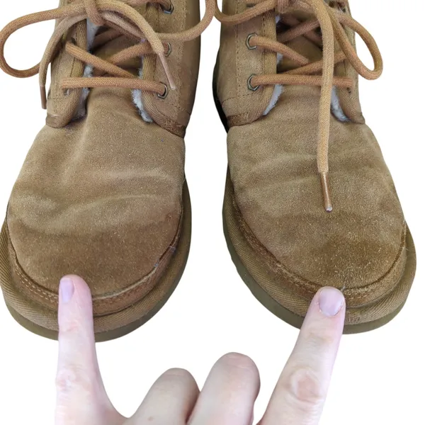 UGG Neumel Chukka‎ Boots Tan Suede Shearling Lined Lace Up Women 7 3236 - Image 4