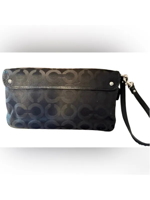 Coach Kristin Lurex Signature Op Art Wristlet Clutch Black F45131 - Image 4