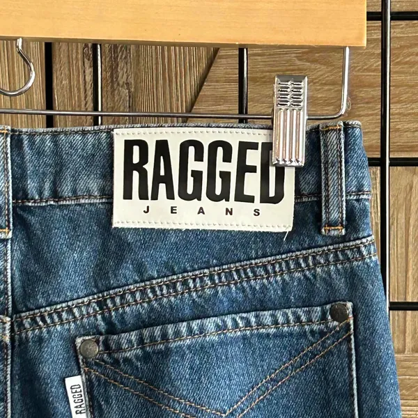 Ragged Jeans Size 28 Colorblock Straight Leg Frayed Denim - Image 4