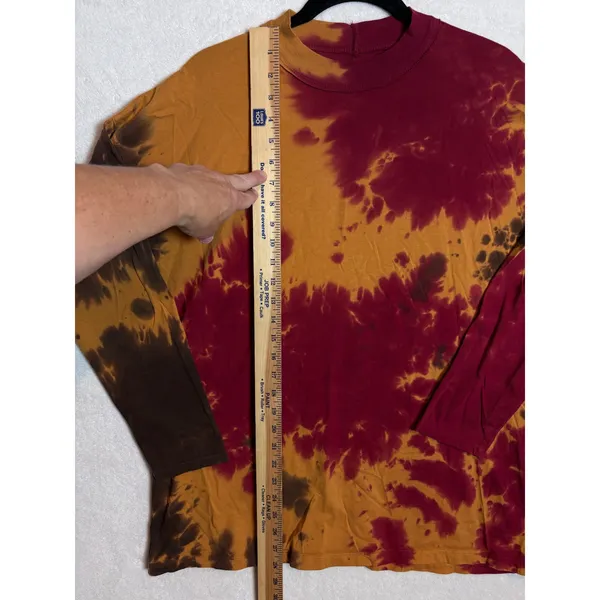 We The Free Free People French Roast Long Sleeve Tie Dye Mock Neck Tee Burgundy - Image 5
