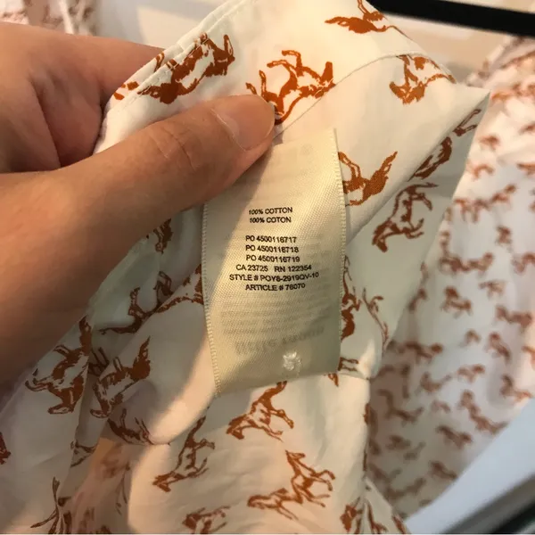 NWT Aritzia Little Moon Horse Print Puff Sleeve Square Neck Blouse L - Image 10