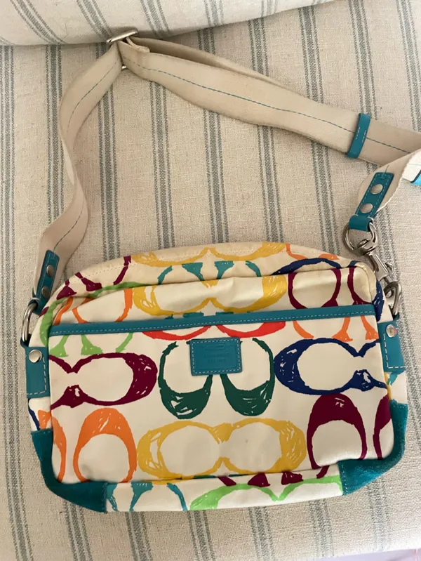 Coach Y2K Vintage Scribble Signature Rainbow Crossbody Bag Purse 8F41 Rare - Image 8