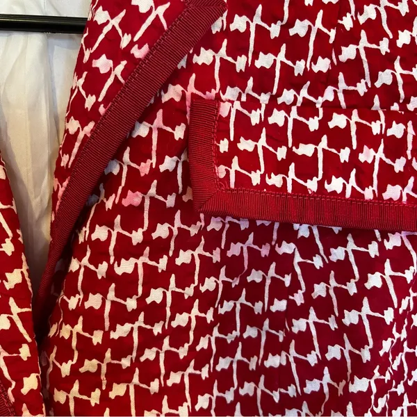 Women’s Red Patterned Women's Blazer Vintage Retro M-L Button Accents Handmade - Image 8