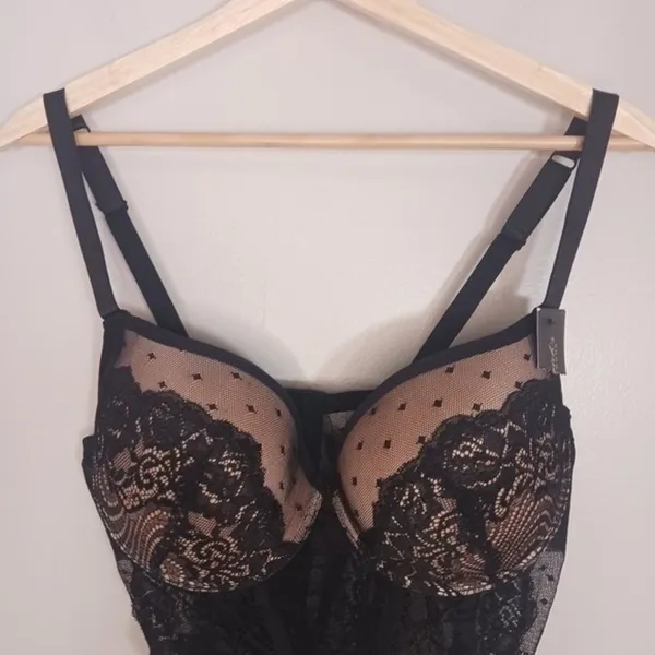 Fredericks Hollywood Arielle Lace Bustier XL Black Corset Boned Underwire NWT - Image 4