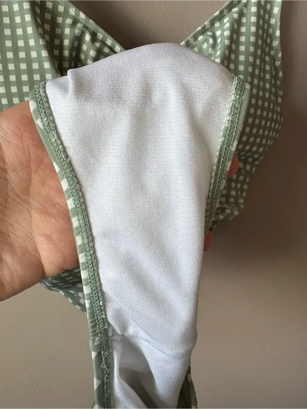 Riley + Cru‎ Sage Gingham One Piece Knotted Bathing Suit Mama Suit Size Medium - Image 8