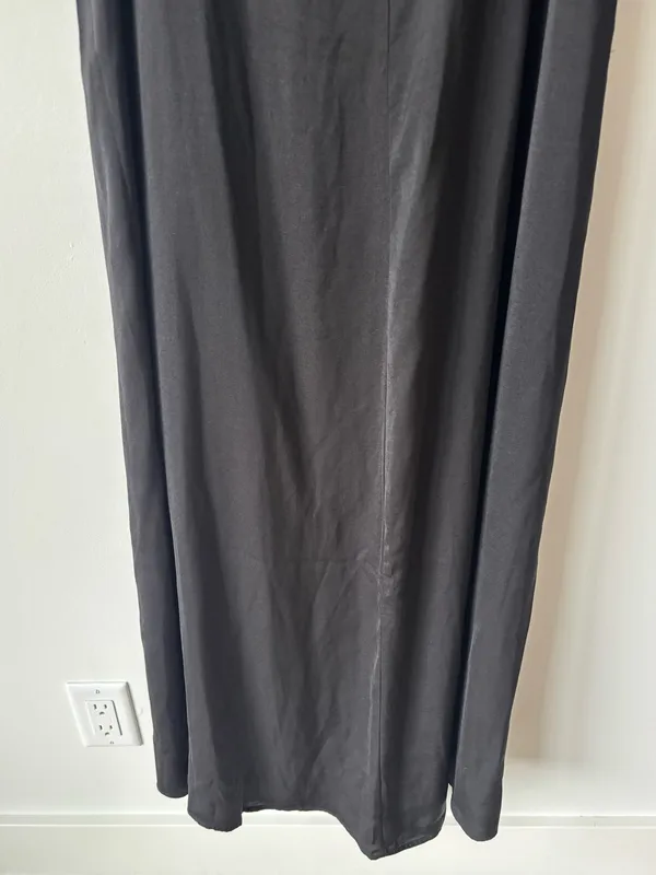 Banana Republic Black Sleeveless Satin Midi Dress Tie Back Square Neck Cocktail - Image 3