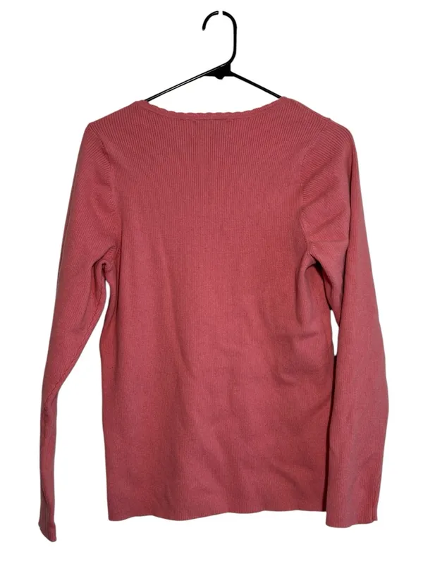 Old Navy Sweetheart Square Neck Pink Ribbed Knit Long Sleeve Top Plus Size 2X - Image 3