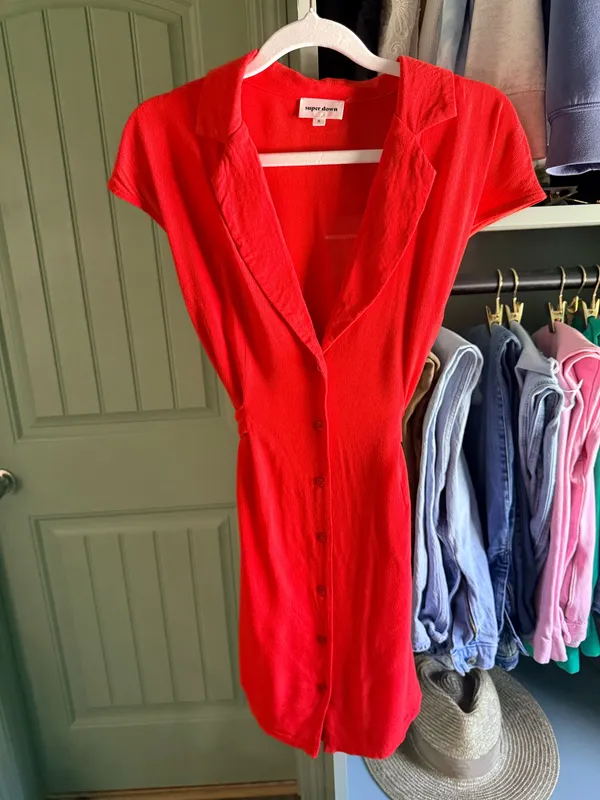 superdown Romina Button Front Mini Dress in Poppy - Image 2