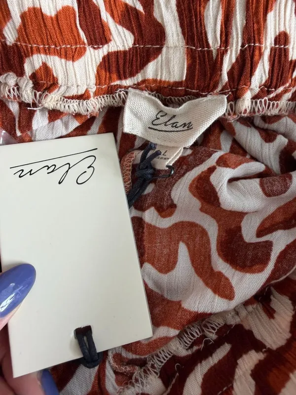 ELAN Brown Cream Printed Shorts Size Large NEW NWT - Image 3