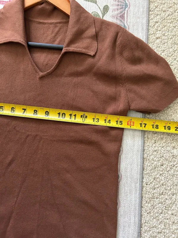 Unbranded ribbed collared shirt Brown - Image 4