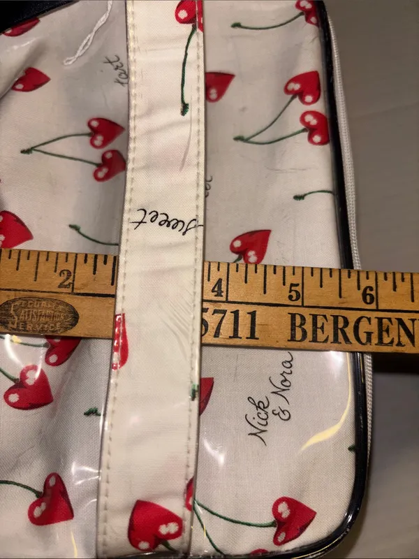 Nick & Nora Cherry Hearts Y2k Cosmetics Case With Matching Zip Pouch Vintage - Image 12