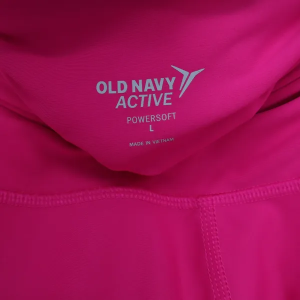 Old Navy Active Powersoft Neon Pink Cropped High Rise Leggings Pockets Womens L - Image 2