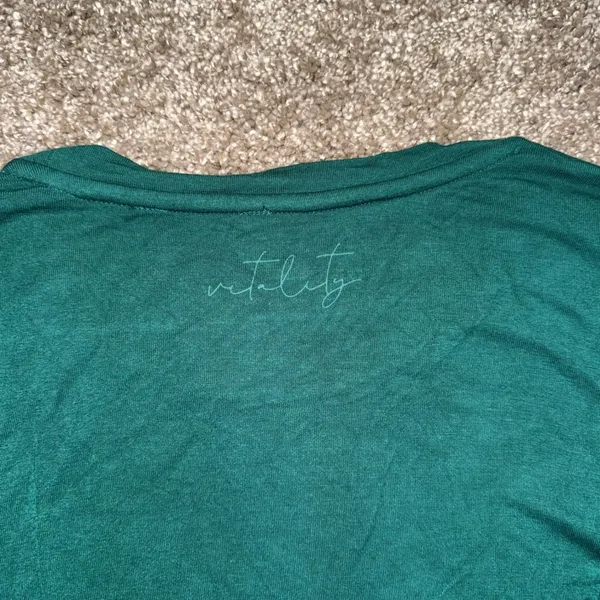 Vitality Bodysuit Womens Medium Green Excellent Long Sleeve Crew Neck Thong Snap - Image 3