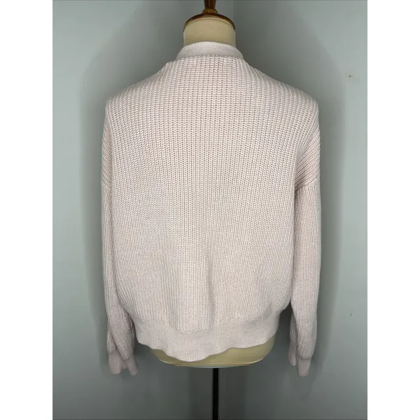 Quince Sweater Cardigan Womens M Pink 100% Organic Cotton V Neck Chunky Knit - Image 3