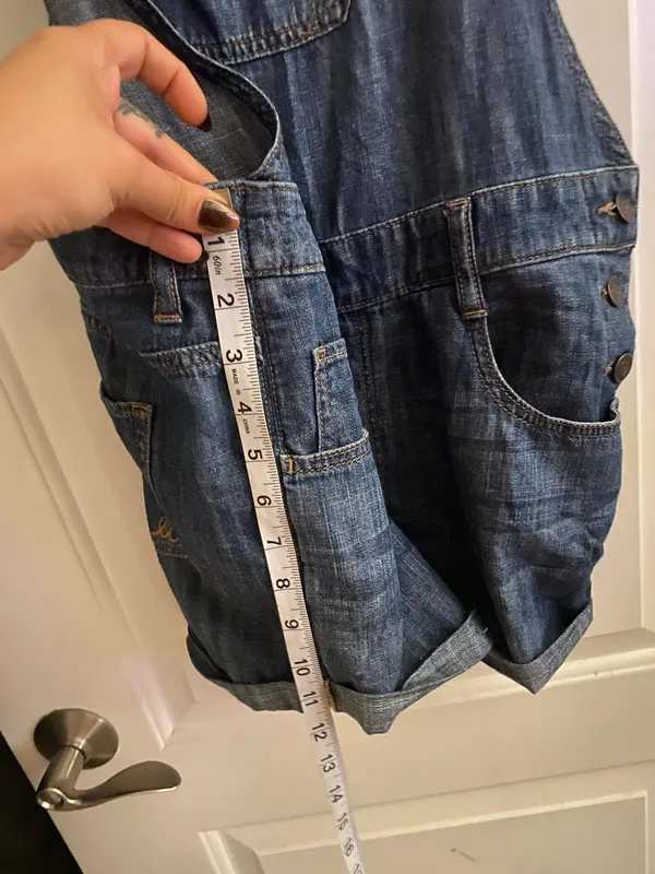 EXPRESS blue denim overalls / romper with adjustable straps and pockets size 8 - Image 7