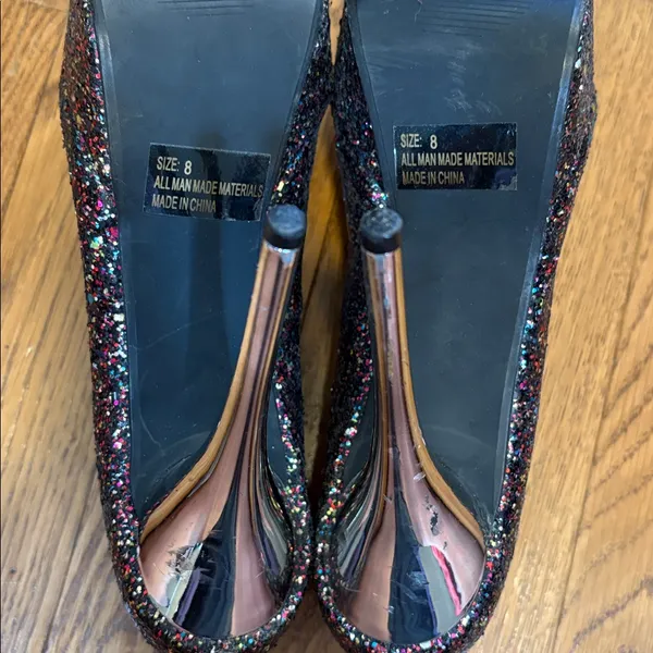 Charlotte Russe | Black Rainbow Sparkles Glitter Stiletto High Heels Size 8 - Image 4