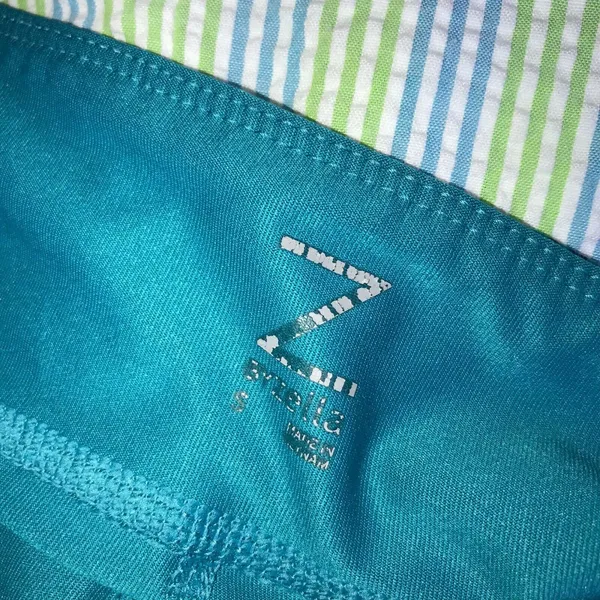 Z by Zella Womens Leggings Sz S Ikat Print Teal‎ Black Tie Dye Look Capri Length - Image 3