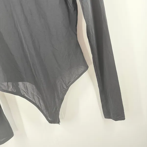 Alice + Olivia Bodysuit SZ Medium Black Hottie Long Sleeve NWT Crew Sheer $275 - Image 12