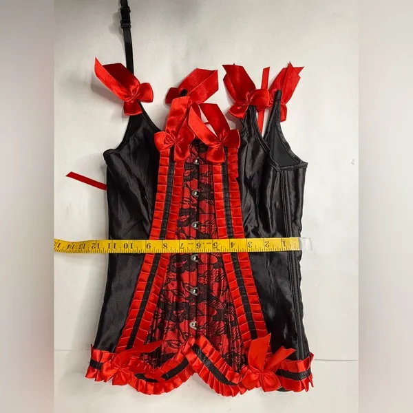 Source Unknown Corset Women's Size Small Red Black‎ Lace Ribbon Bedroom Feminine Body Shaper - Image 4