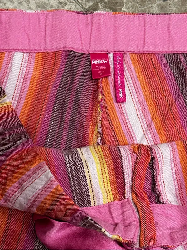 Y2K PINK Victoria’s Secret Pajama Pants Womens Striped Cotton Blend Drawstring S - Image 7