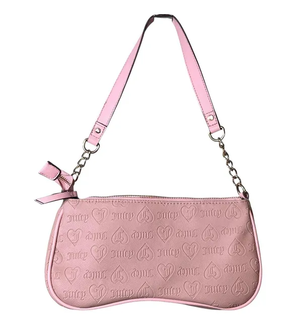 Juicy Couture Shoulder Bag Womens Embossed Heart Leather Purse Y2K Retro - Image 2