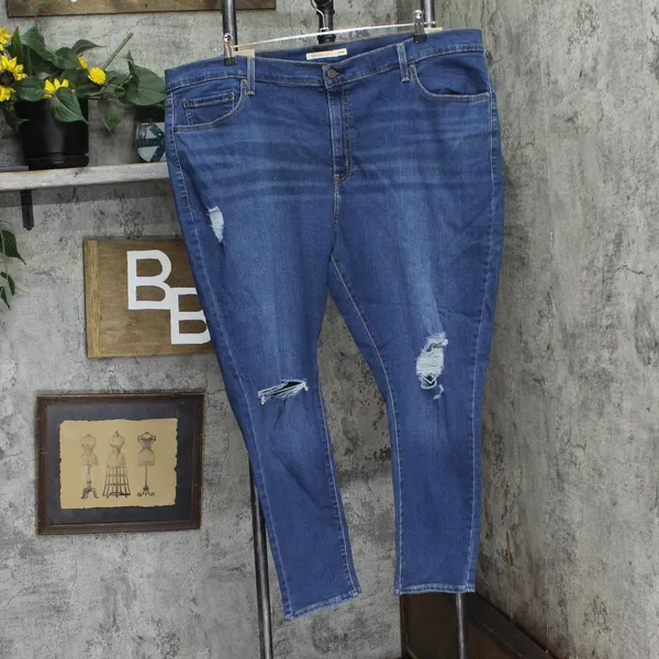 NWT Levis Womens Plus Size 721 High Rise Skinny Jeans Straight Through Blue 24W - Image 4