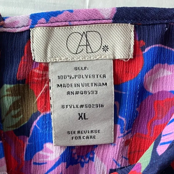 CAD Floral Handkerchief‎ Hem Camisole Top Red Blue Purple XL GUC - Image 5