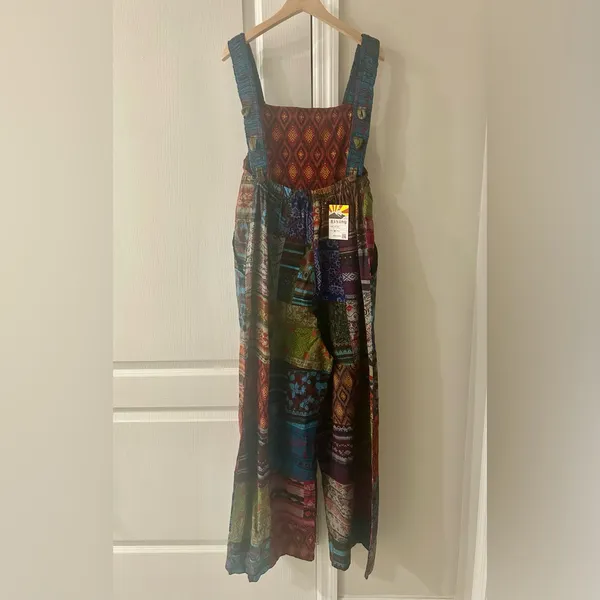 Rising International Patchwork Overalls Blue Size M - Image 4