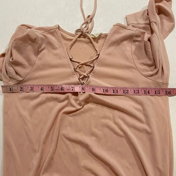 Aeropostale XS Blush Pink Lace Up Bell Sleeve Boho Peasant Top - Image 5
