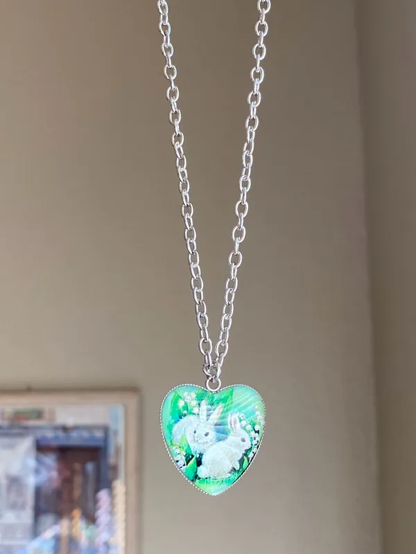 Handmade Kawaii retro fairy cottage style cute rabbits $ flower necklace🐇🦋💕🌳 - Image 2
