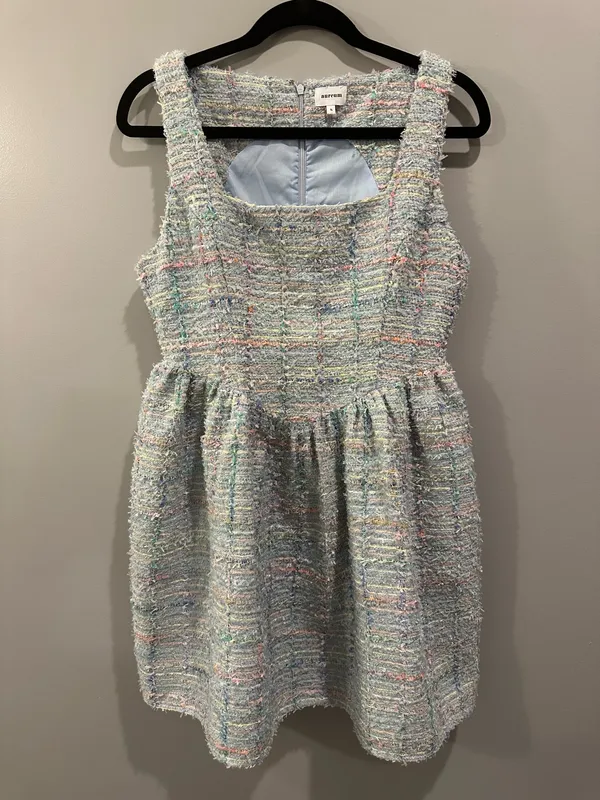 Aureum Colorful Tweed Basque Waist Dress - Image 5