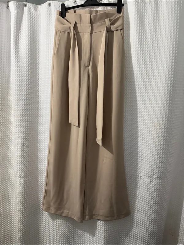 Petal & Pup Women’s Beige Wide Leg Tie-Front Pants Size 8 - Image 2