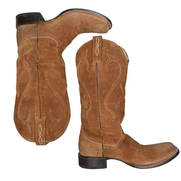 Stetson Tan Brown Suede Leather Boots 7 Western Classic Snip Toe Handmade Mexico - Image 9