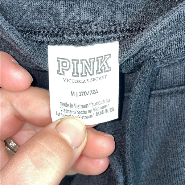 PINK Victoria's Secret Black Joggers with Pink Logo Size medium causal women's - Image 3