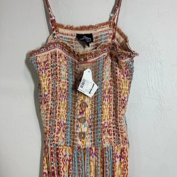 NWT Angie Pink and Brown Ruffled Tiered Maxi Sundress - Image 5