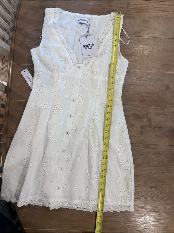 NWT Princess Polly Gabbey Anglaise V Neck Mini Dress, 6 - Image 8