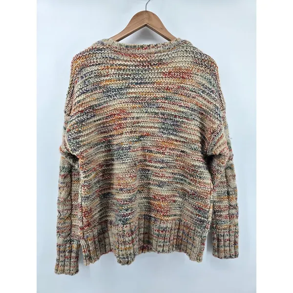 American Eagle Sweater Women Large Multi Color Cable Knit Marled Chunky Wool Mix - Image 3