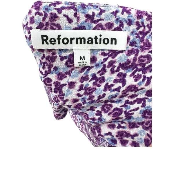 Reformation Purple Floral Print Mini Slip Dress Medium Spaghetti Straps Girly‎ - Image 4