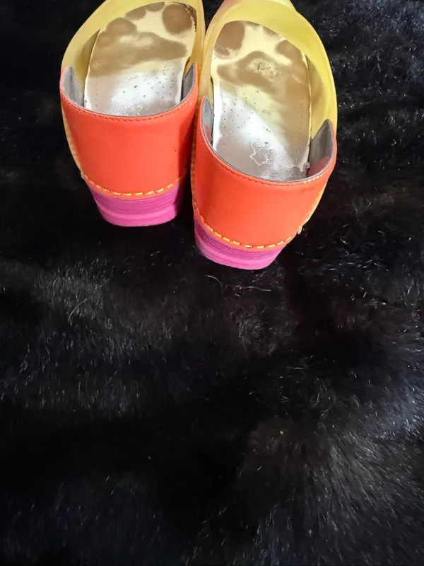 Dansko Translucent Professional Clogs Sz 6.5 EU 37 Orange Yellow Pink shoes - Image 4