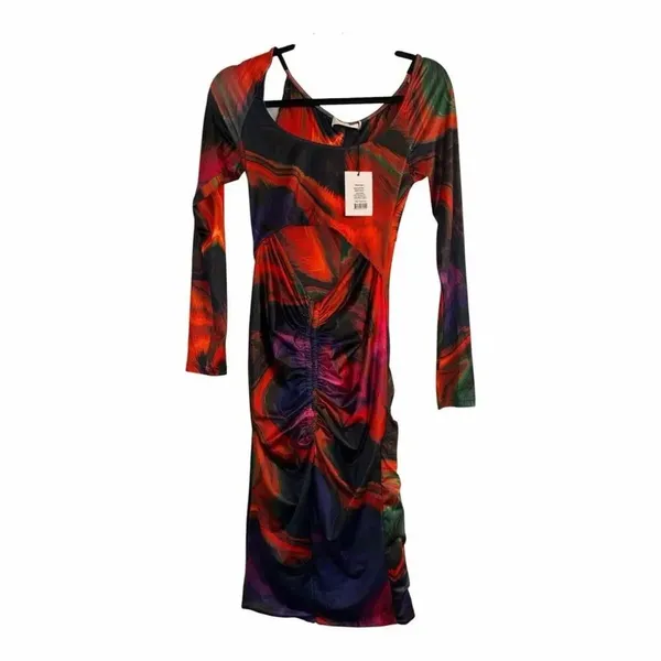 ✨Showpo. Rhaine Gathered Bardot Phoenix Rising Sz 6 Dress✨ - Image 2