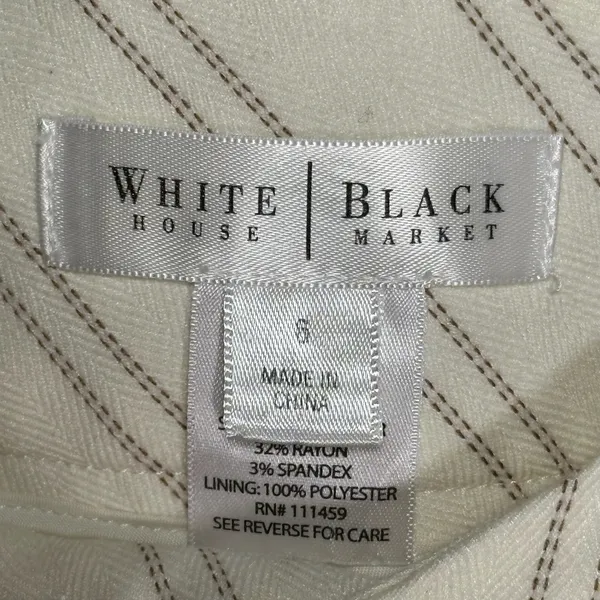 White House Black Market Pinstripe Capri Pants Cream Brown Size 6 Cropped‎ - Image 3