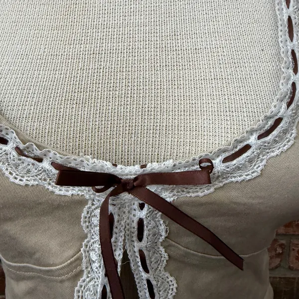 Edikted Split Front Halter Top Vest Size Medium Western Coquette Festival - Image 3