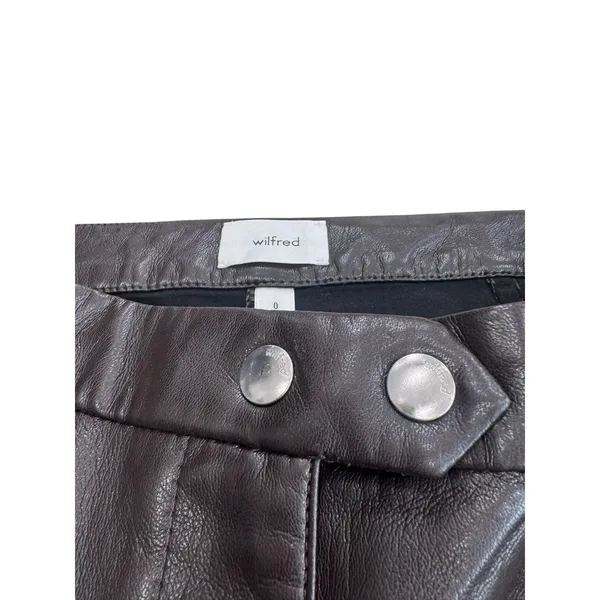 Aritzia Wilfred Melina Vegan Leather Pants Women's 0 Brown High Rise Straight - Image 8