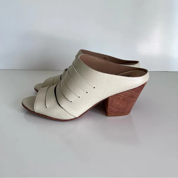 FORTRESS OF INCA Gaby‎ Ivory Leather Mules Heels Sandals - Image 5