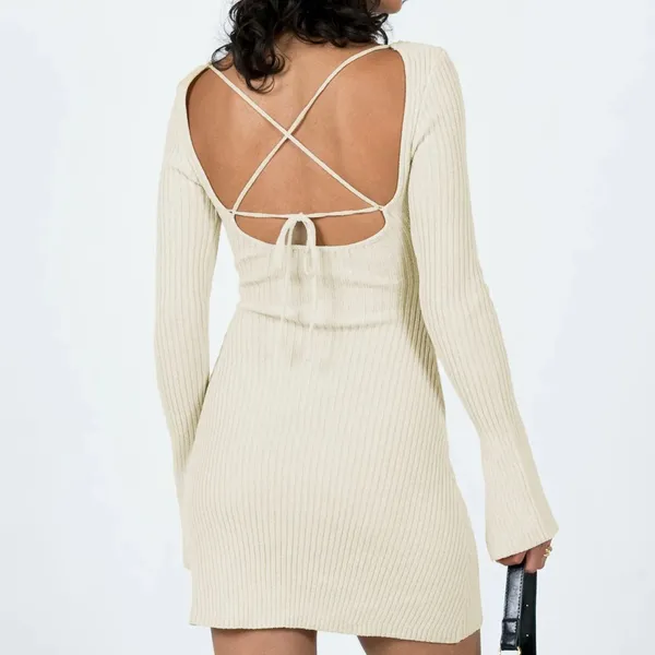 Princess Polly Dress brownhall long sleeve mini womens Cream (size 0) going out - Image 7
